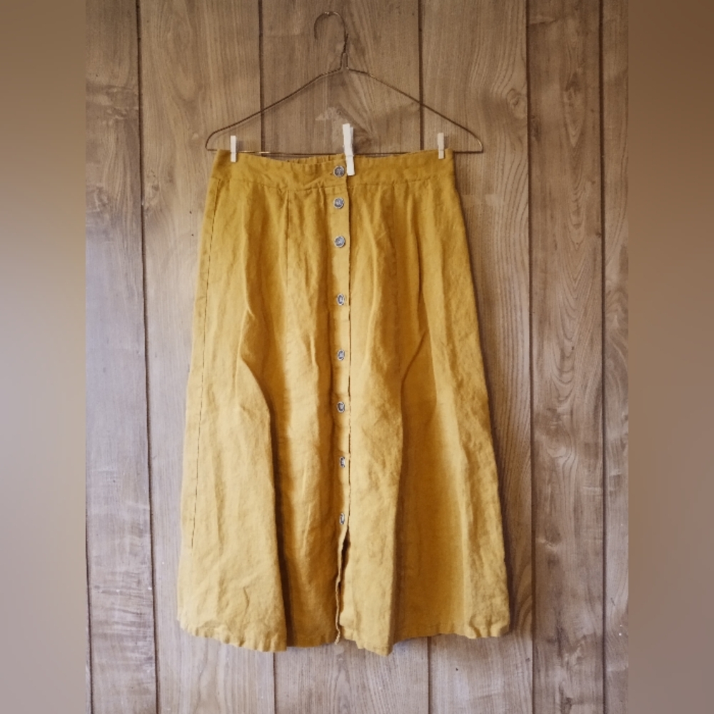 Forever 21 100% Linen Midi Skirt Size M